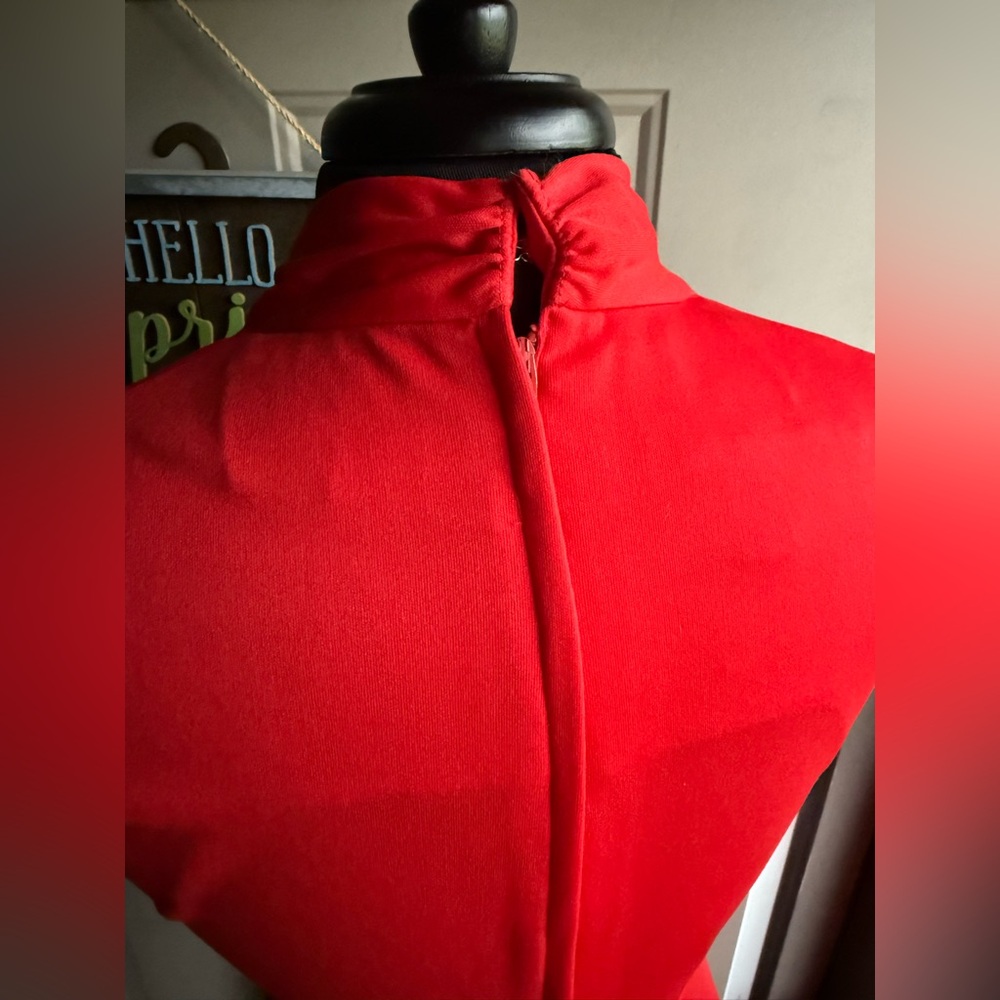 Vintage 60/70s Andrea Gayle red sleeveless gathered maxi dress, size medium - Picture 9 of 16